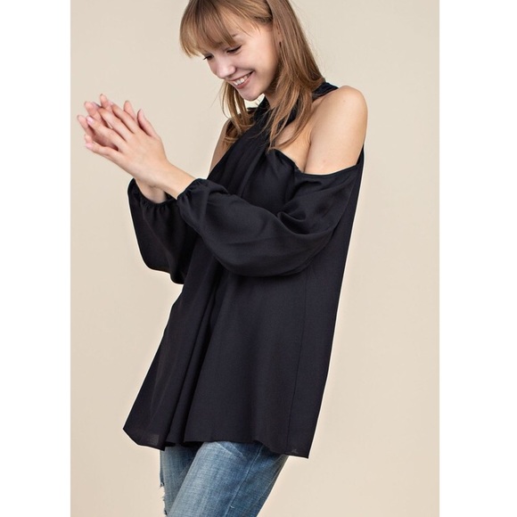 Cross Front Cold Shoulder Blouse - Picture 5 of 5